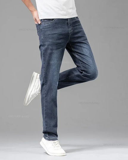 Voldri Men's Lightweight Cotton Stretch Jeans - Business Casual Fit