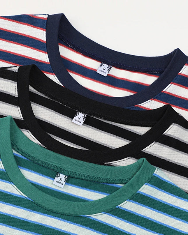 Casual Striped Cotton T Shirt - VOLDRI