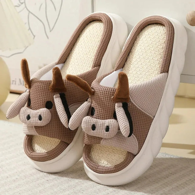 Linen  Cartoon Slides Slippers