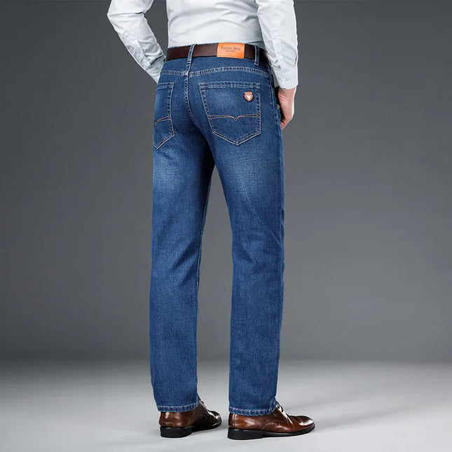 SHAN BAO Men's Stretch Denim Jeans - Classic Business Casual Fit -   | Stylish & Elegant Fashion by Voldri