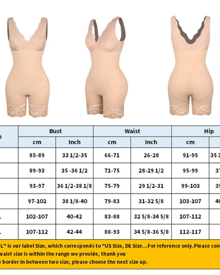 Full Body Shapewear V Neck Bodysuit - VOLDRI