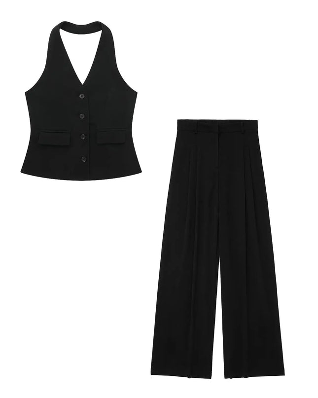 Halter Vest Tops + Pant Sets