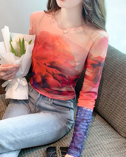 Artistic Printing Gauze Blouses - VOLDRI