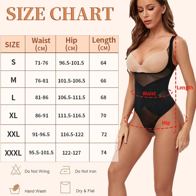 2pcs Mesh Thongs Bodysuit Shapewear - VOLDRI