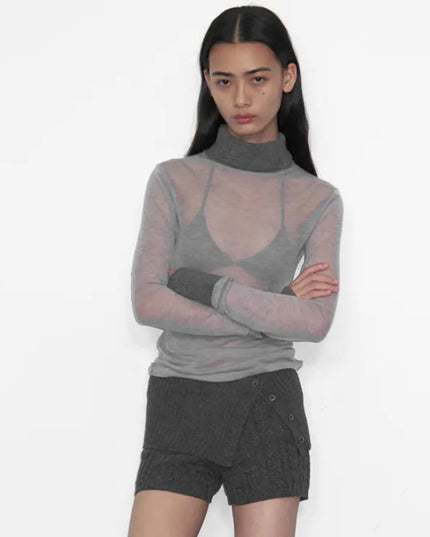 Turtleneck See Through Top - VOLDRI