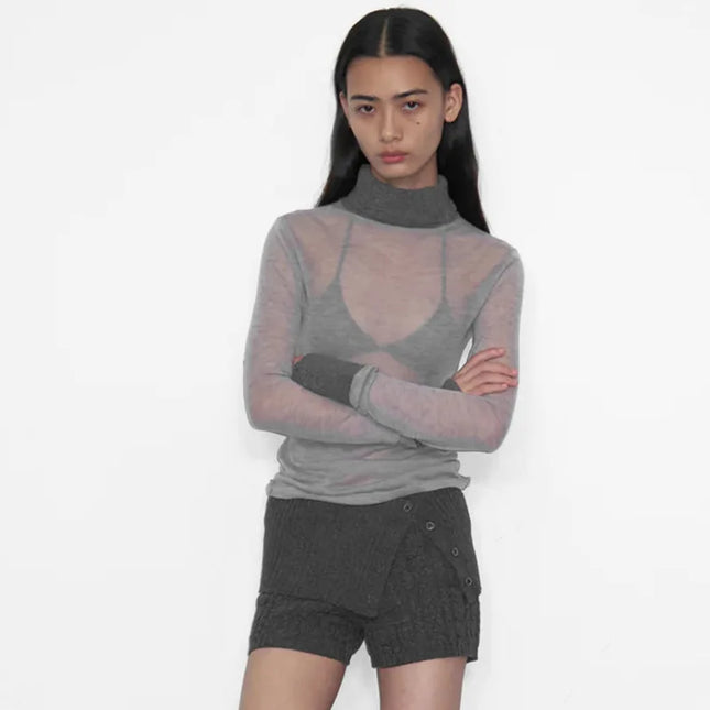 Turtleneck See Through Top - VOLDRI