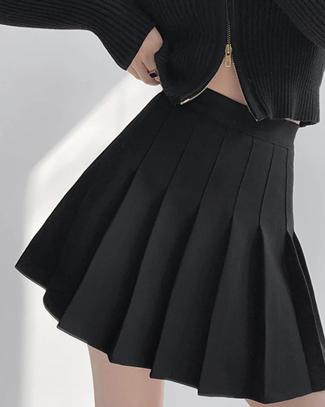 High Waist Pleated Skirt - VOLDRI