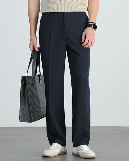 2026 summer brand business casual men's straight lightweight stretch trousers Classic simple high-waisted thin full length pants -   | Stylish & Elegant Fashion by Voldri