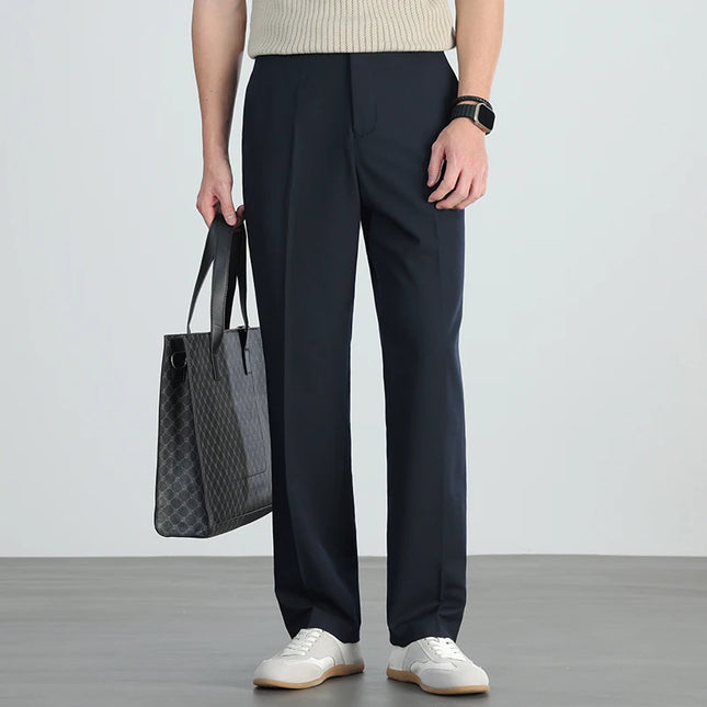 2026 summer brand business casual men's straight lightweight stretch trousers Classic simple high-waisted thin full length pants -   | Stylish & Elegant Fashion by Voldri
