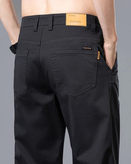 2026 Summer Clothing Smart Casual Men's Straight Cotton Stretch Pants Classic Letter Patches Lightweight mid-rise trousers -   | Stylish & Elegant Fashion by Voldri