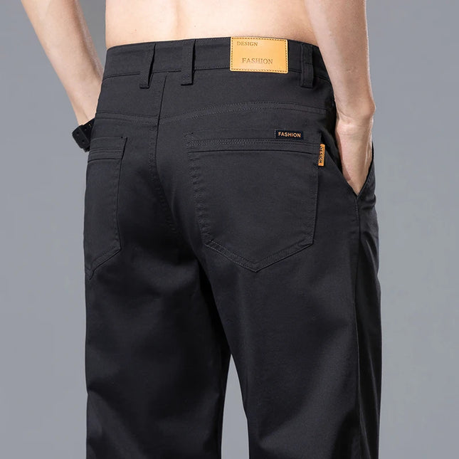 2026 Summer Clothing Smart Casual Men's Straight Cotton Stretch Pants Classic Letter Patches Lightweight mid-rise trousers -   | Stylish & Elegant Fashion by Voldri