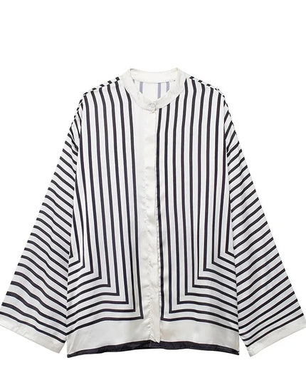 Vintage Casual Striped Blouse - VOLDRI