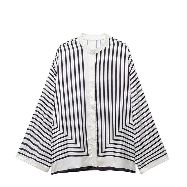 Vintage Casual Striped Blouse - VOLDRI