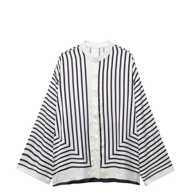 Vintage Casual Striped Blouse - VOLDRI