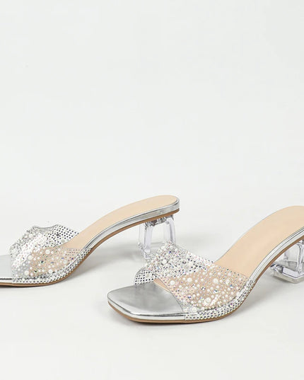 Crystal Rhinestone Clear Heels - VOLDRI