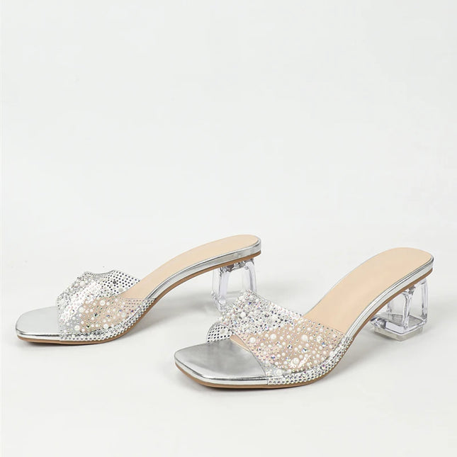 Crystal Rhinestone Clear Heels - VOLDRI