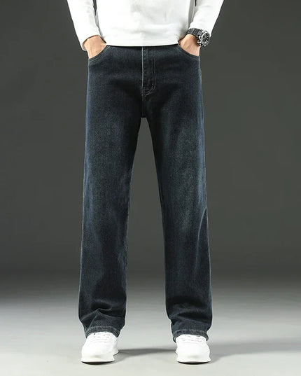 Voldri Men's Baggy Straight Jeans - 2025 Y2 Style, Mid Waist Fit