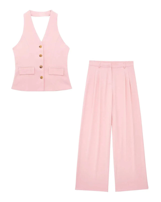 Halter Vest Tops + Pant Sets