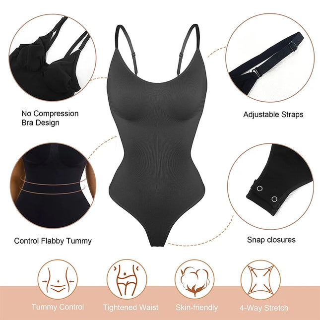 Low Back Bodysuit Tummy Control Shapewear - VOLDRI