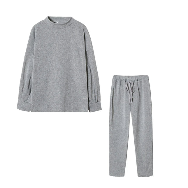 High Collar Top+ Trousers Set