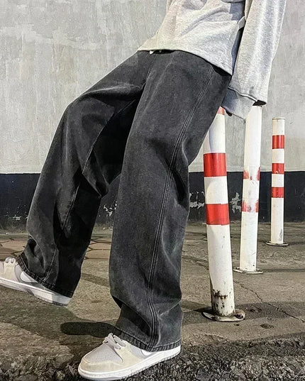 Voldri Men's Loose Straight Wide Leg Jeans - Korean Style Fashion