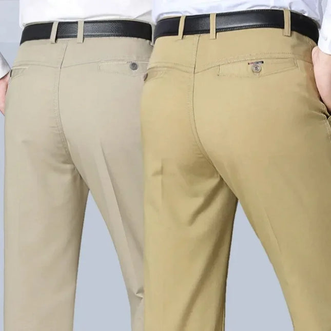 Men's 100% Cotton Autumn Thick Summer Thin Trousers Fashion Cargo Pants Smart Casual Solid Khaki Gray Brand Suit Pants KOACUS -   | Stylish & Elegant Fashion by Voldri