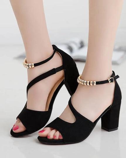 Hollow  Beaded High Heels