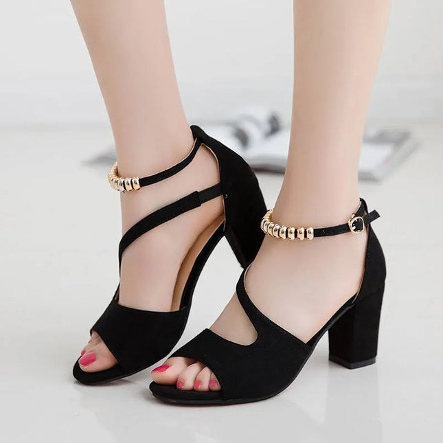 Hollow  Beaded High Heels