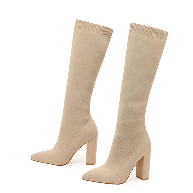 Fabric Knee High Boots - VOLDRI