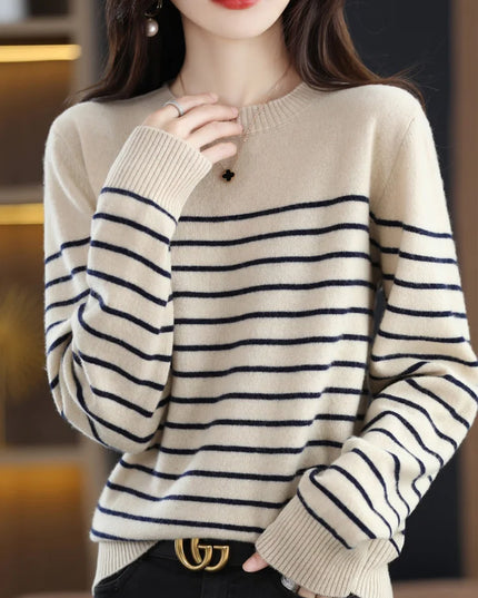 Striped Long Sleeve Sweaters Tops - VOLDRI