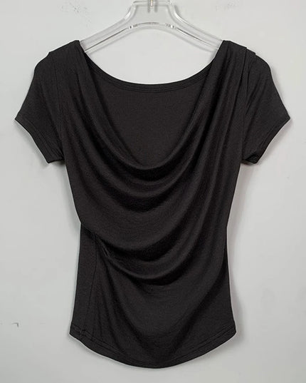 Sexy Cowl Neck Slim Fit T-shirts - VOLDRI