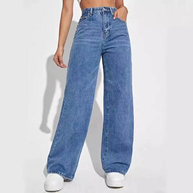 Denim wide leg pants