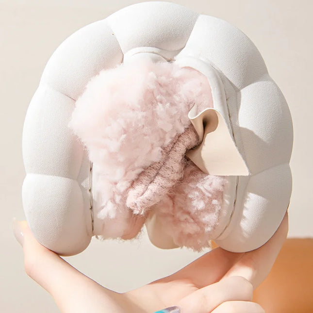 Fur Bow Plush Slippers