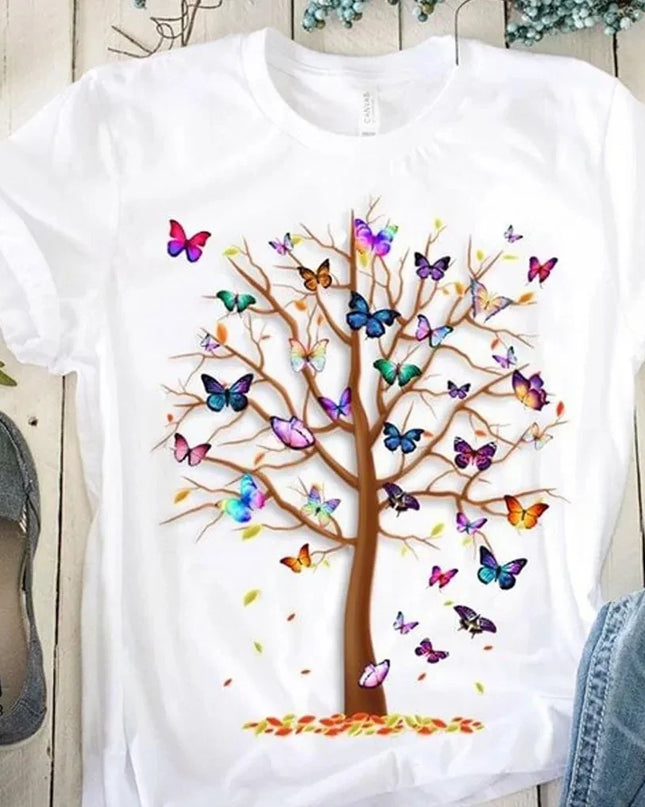 Butterfly Tree Print T-Shirt