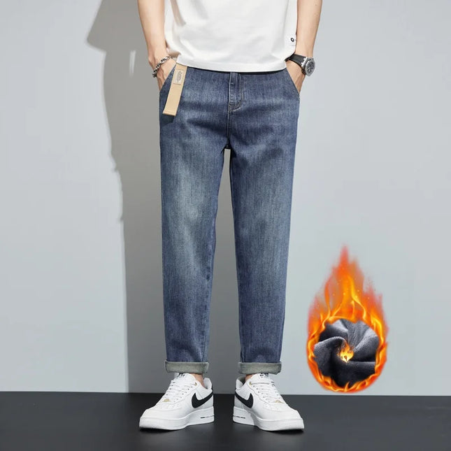 Voldri Men's Winter Fleece Jeans - Loose Fit & Straight Leg Design -   | Stylish & Elegant Fashion by Voldri