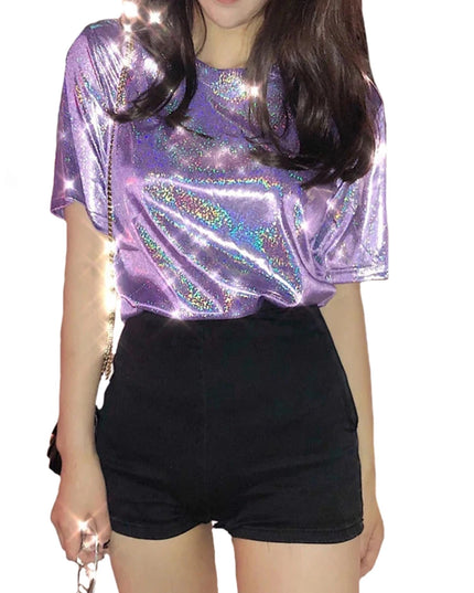 Shiny loose T-shirt