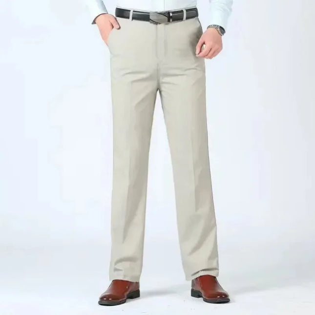 Summer Thin Autumn Thick Men's 100% Cotton Straight Suit Pants Loose Trousers Business Solid Khaki Casual Brand Clothes KOACUS -   | Stylish & Elegant Fashion by Voldri