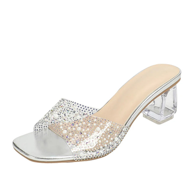 Crystal Rhinestone Clear Heels - VOLDRI