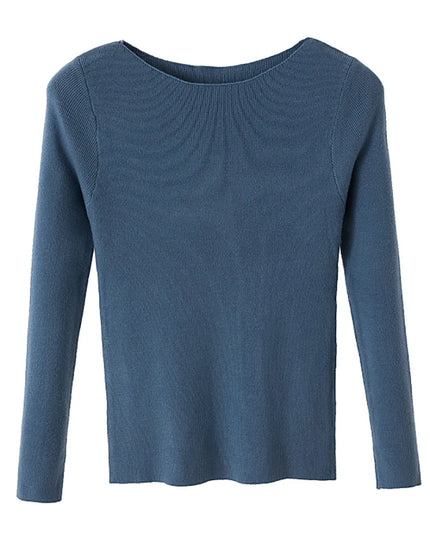 slim knitted  O-neck  Tops - VOLDRI