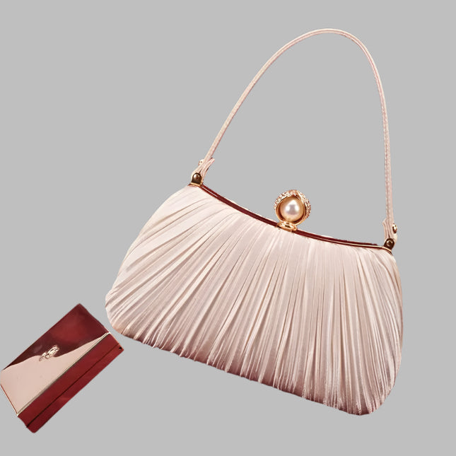 Satin Pleated Clutch Evening Handbags - VOLDRI