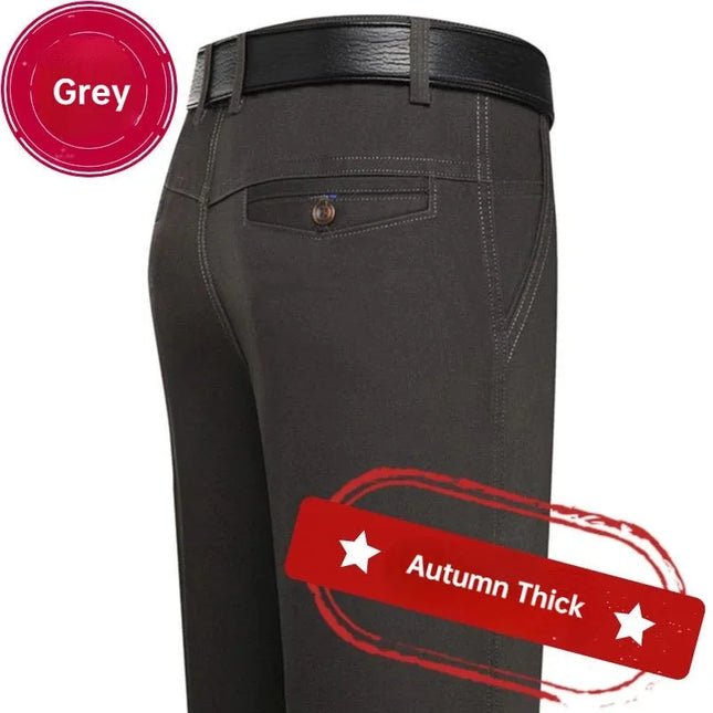 Men's 100% Cotton Autumn Thick Summer Thin Trousers Fashion Cargo Pants Smart Casual Solid Khaki Gray Brand Suit Pants KOACUS -   | Stylish & Elegant Fashion by Voldri