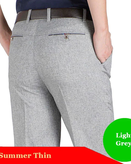 Men's Casual Business Suit Pants Men Mid Full Length Soft Trim Brand Work Trousers Regular Straight Black Gray Large Size 28-40 -   | Stylish & Elegant Fashion by Voldri