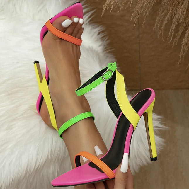 Mixed Colors Stiletto Sandals - VOLDRI