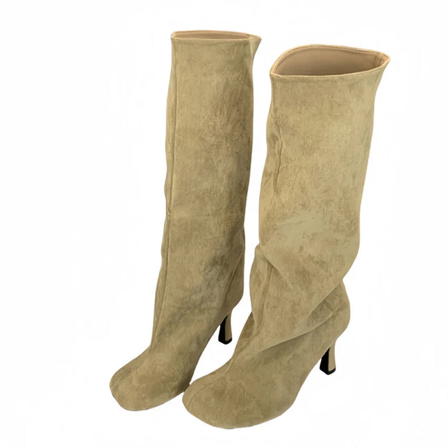 Square Toe Knee High Boots - VOLDRI