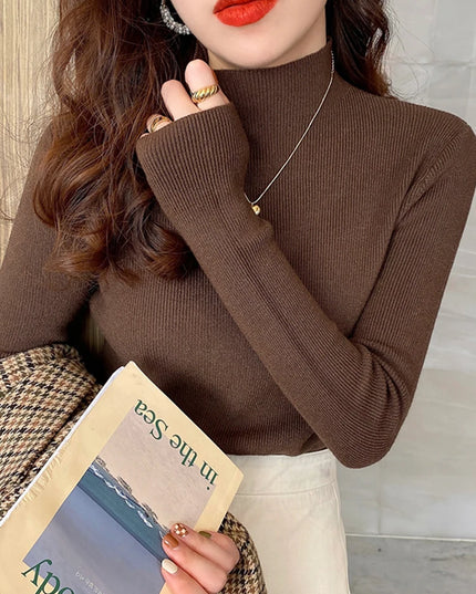 Half Turtleneck Knitted  Blouse - VOLDRI