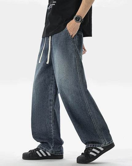 Men's Jeans American Loose Wide-leg Loose Straight Casual Trousers Street Hip-hop Baggy Jeans Black Grey  Blue Streetwear Men -   | Stylish & Elegant Fashion by Voldri