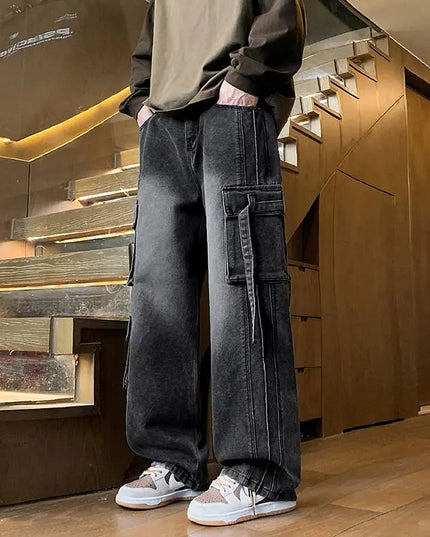 Voldri Men's Loose Fit Multi-Pocket Jeans - Hip-Hop Street Style -   | Stylish & Elegant Fashion by Voldri