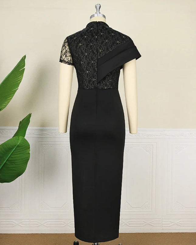 Lace Patchwork Sheath Gowns - VOLDRI