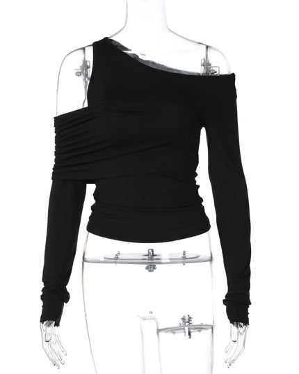 Chic Ruched Asymmetrical Tops - VOLDRI