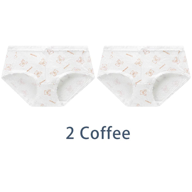 2PCS Bow Mid Waist Underpants Underwear - VOLDRI